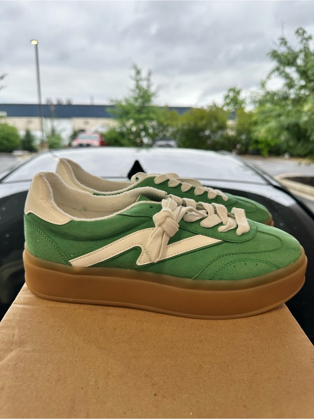 Madden Girl Green Platform Women's Sneakers with Cream Accents